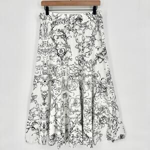 Soft Surroundings Amaranth Black and White Floral Maxi Skirt Size M